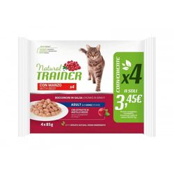 Natural Trainer Cat Adult Flowpack  4 Pezzi - Manzo