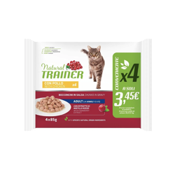 Natural Trainer Cat Adult Flowpack  4 Pezzi - Pollo