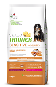 Natural Trainer Sensitive No Gluten Puppy&Junior, Medium Maxi, 12kg
