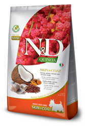 N&D QUINOA Dog Adult Skin&Coat - Mini Aringa, Cocco e Curcuma - 800g