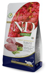 N&D QUINOA Cat Adult Weight Management - Agnello, Broccoli e Asparagi - 300g