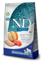 N&D OCEAN Dog Adult Salmone, Merluzzo e Cantalupo - Medium Maxi - 12kg
