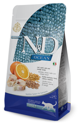 N&D OCEAN Cat Adult Merluzzo, Farro, Avena e Arancia - 300g