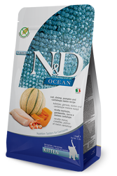 N&D OCEAN Cat Kitten Merluzzo, Gamberi, Zucca, Melone e Cantalupo - 300g