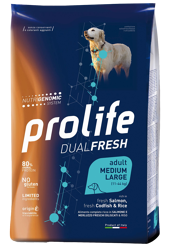 Prolife Dualfresh Adulto Salmone,Merluzzo E Riso-Medium/Large-2.5kg