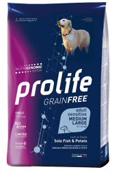 Prolife Grainfree Sensitive Adult Sogliola E Patate-Medium/Large-10kg