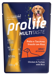 Prolife Multitaste Adulto -Pollo e Tacchino con Riso-300g