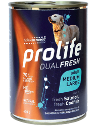 Prolife Dualfresh Adult Medium/Large-Salmone, Merluzzo & Riso-400g