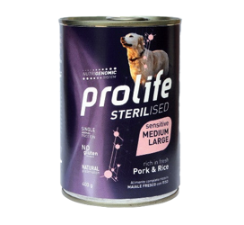 Prolife Sterilised Sensitive Medium/Large-Maiale & Riso-400g