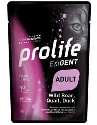 Prolife Exigent Adult -Cinghiale,Quaglia e Anatra-85g