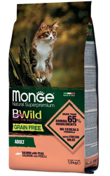 Monge BWild Grain Free Cat - Salmone con Piselli - 1.5 Kg