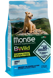 Monge BWild Grain Free Dog Acciughe con Patate e Piselli - Mini - 2.5 Kg