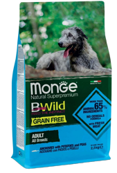 Monge BWild Grain Free Dog Acciughe con Patate e Piselli - All Breeds - 12 Kg