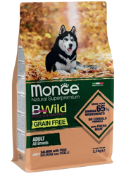 Monge BWild Grain Free Dog Salmone con Piselli - All Breeds - 12 Kg