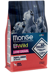 Monge BWild Low Grain Dog Puppy e Junior Cervo - All Breeds - 2.5 Kg