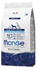 Monge Dog Puppy e Junior Pollo, Medium, 12 Kg