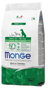 Monge Dog Puppy e Junior Pollo, Maxi, 12 Kg