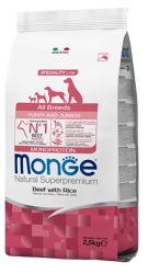 Monge Dog Puppy e Junior Manzo con Riso - All Breeds - 12 Kg