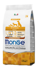 Monge Dog Tacchino con Riso e Patate - All Breeds - 2.5 Kg