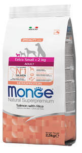 Monge Dog Salmone con Riso, Extra Small, 2.5 Kg