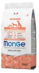 Monge Dog Puppy e Junior Salmone con Riso - All Breeds - 2.5 Kg