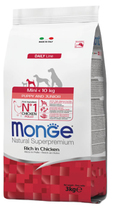 Monge Dog Puppy e Junior Pollo, Mini, 3 Kg