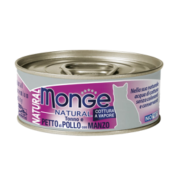 Monge Cat Naturale - Tonno con Petto di Pollo e Manzo - 80 g