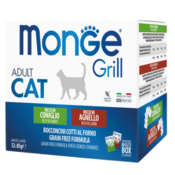 Monge Cat Grill Multipack 12 pezzi – Coniglio con Agnello – 85 g