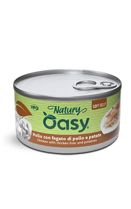 Oasy Wet Cat Natury Soft Jelly, Pollo con Fegato e Patate, 85 g