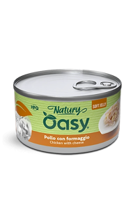Oasy Wet Cat Natury Soft Jelly, Pollo con Formaggio, 85 g