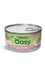 Oasy Wet Cat Natury Soft Jelly, Pollo con Prosciutto di Pollo, 85 g