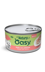 Oasy Wet Cat Natury Soft Jelly, Pollo con Salmone, 150 g
