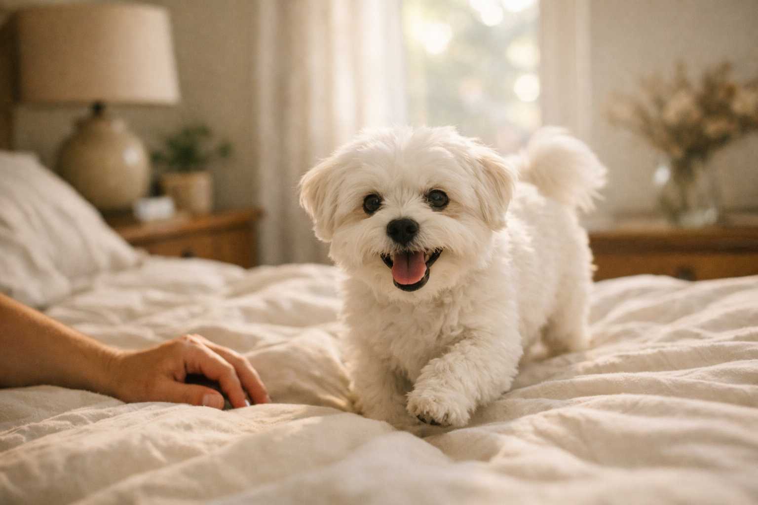 Cane rilassato in casa, dopo applicazione di Advantix