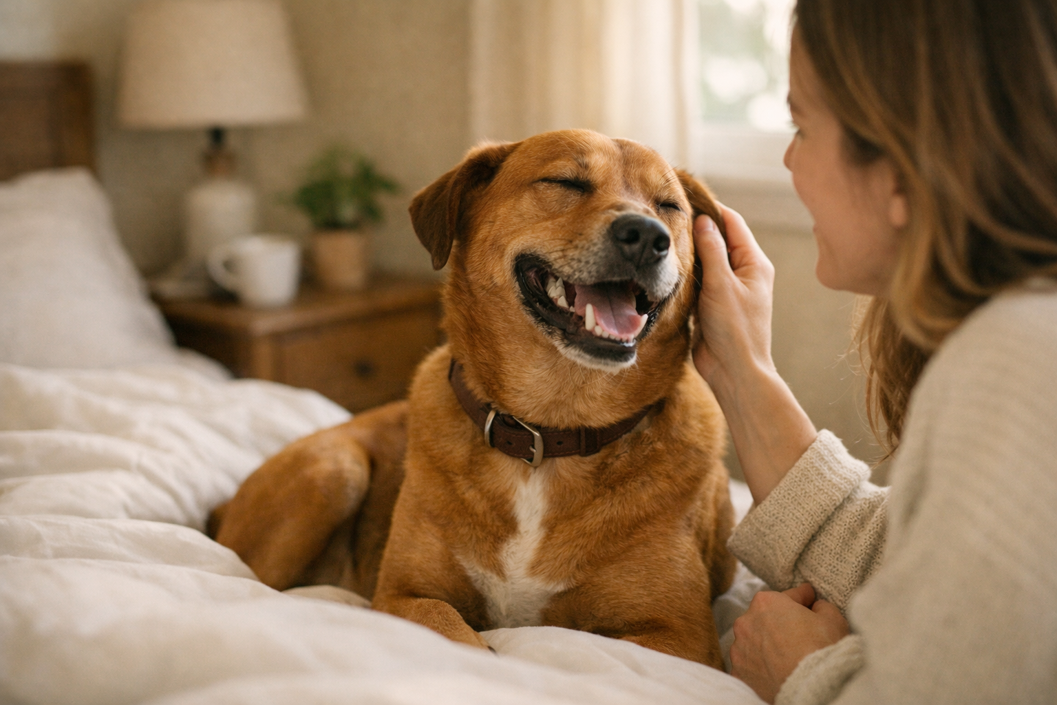 Cane sereno in un ambiente curato mentre si utilizza Frontline Homegard Spray