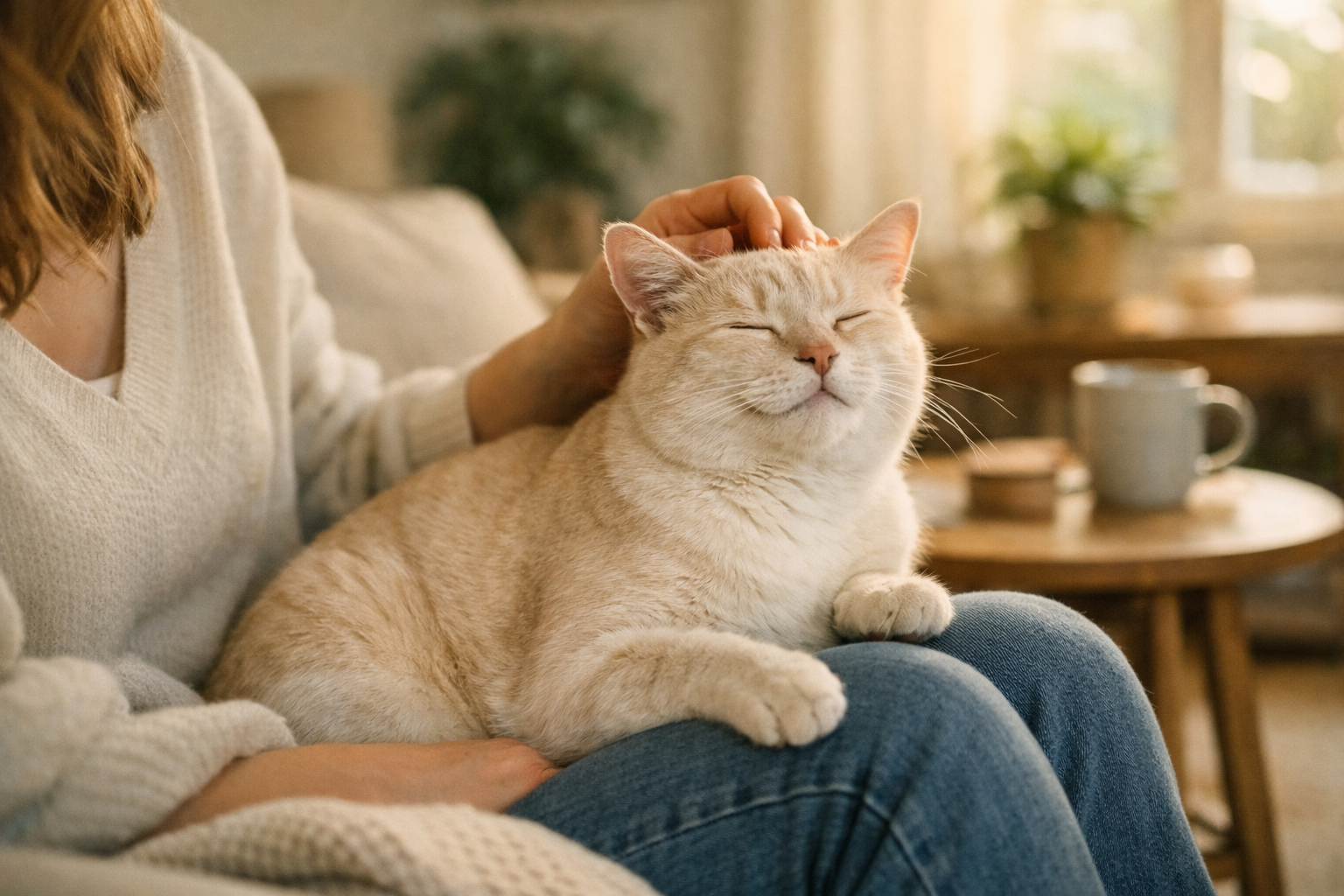 Gatto che interagisce con il proprietario durante il pasto con Forza10
