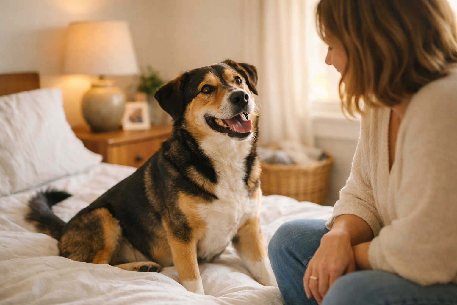 Cane felice mentre mangia Forza10 Urinary Active in cucina