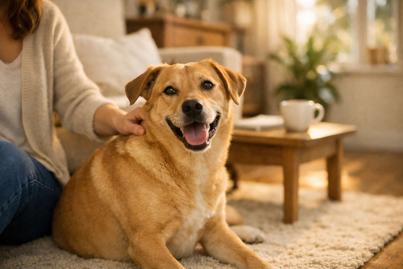 Cane felice che mangia il cibo N&D in un ambiente curato