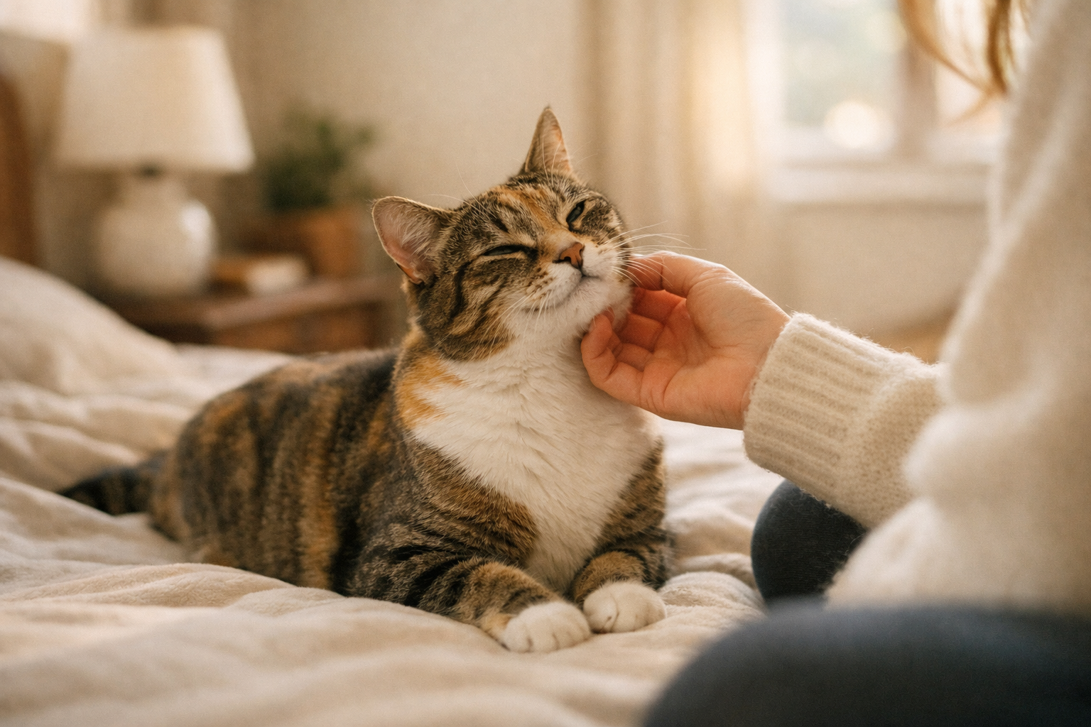 Gatto sereno che gioca nella stanza