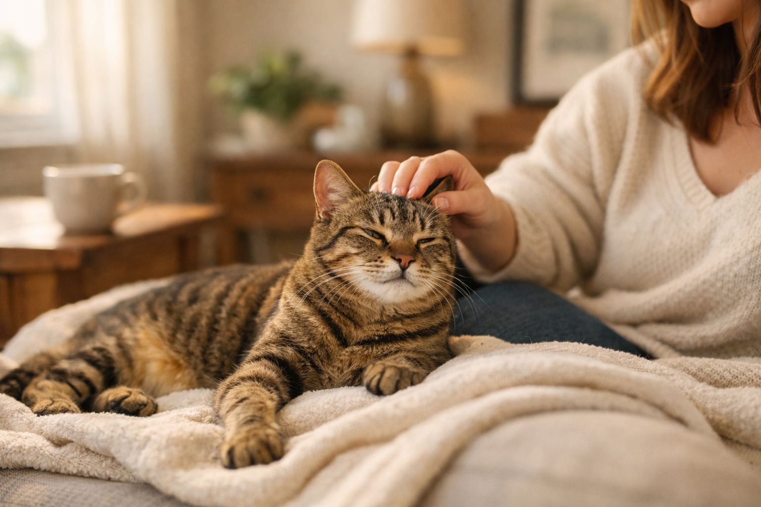 Momento di gioia tra gatto e proprietario con N&D Cat Quinoa Urinary