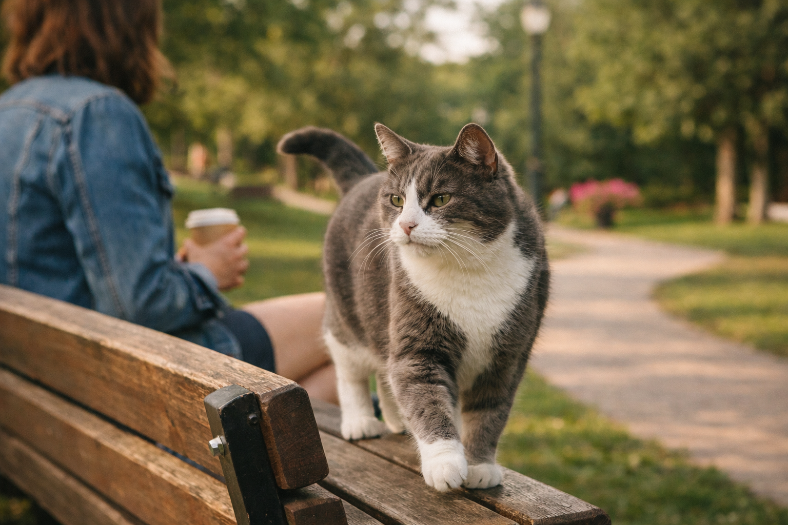 gatto felice mentre mangia in cucina