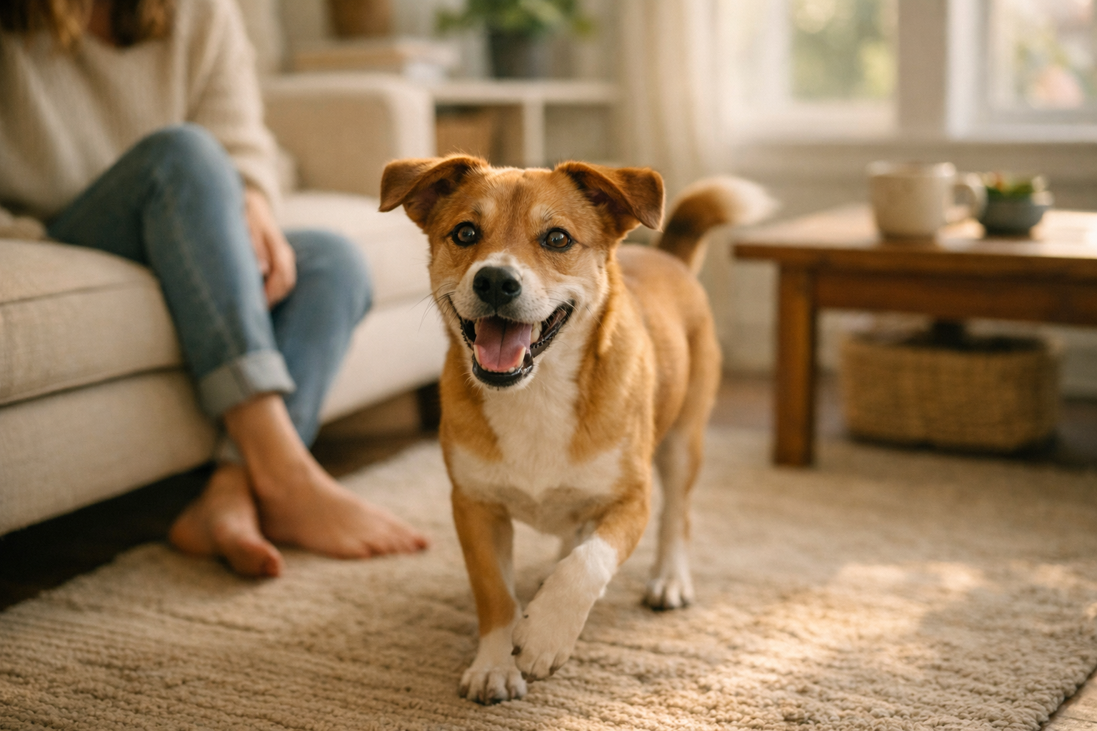 Cucciolo felice che mangia il cibo per cani