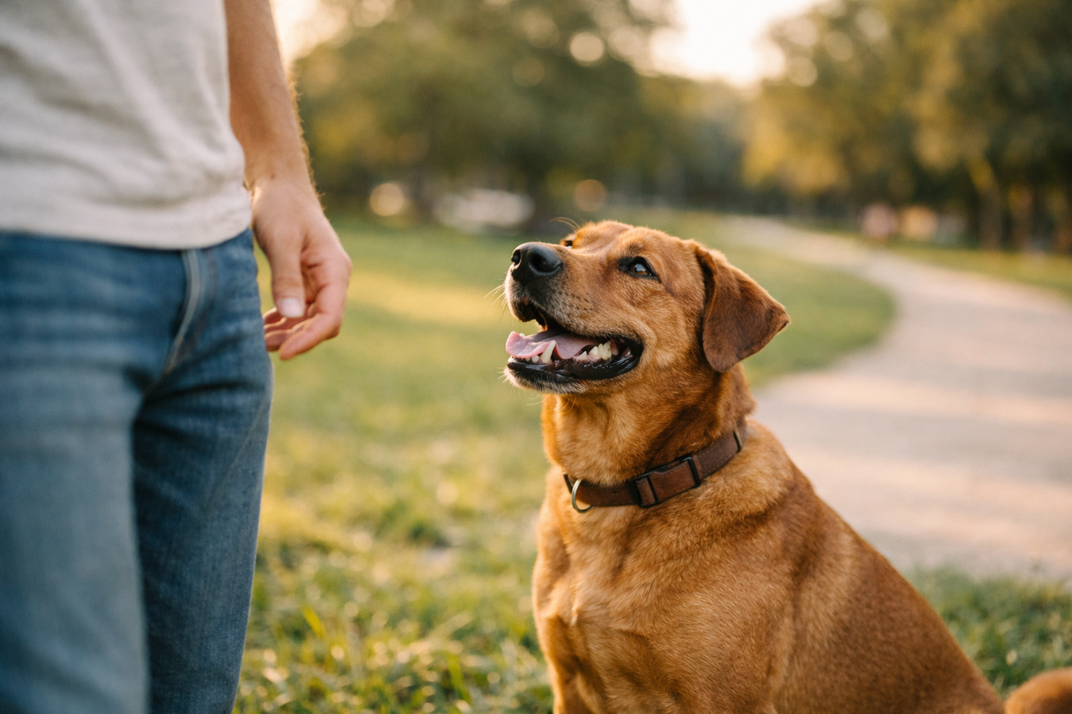 Cane felice con il suo proprietario nel soggiorno