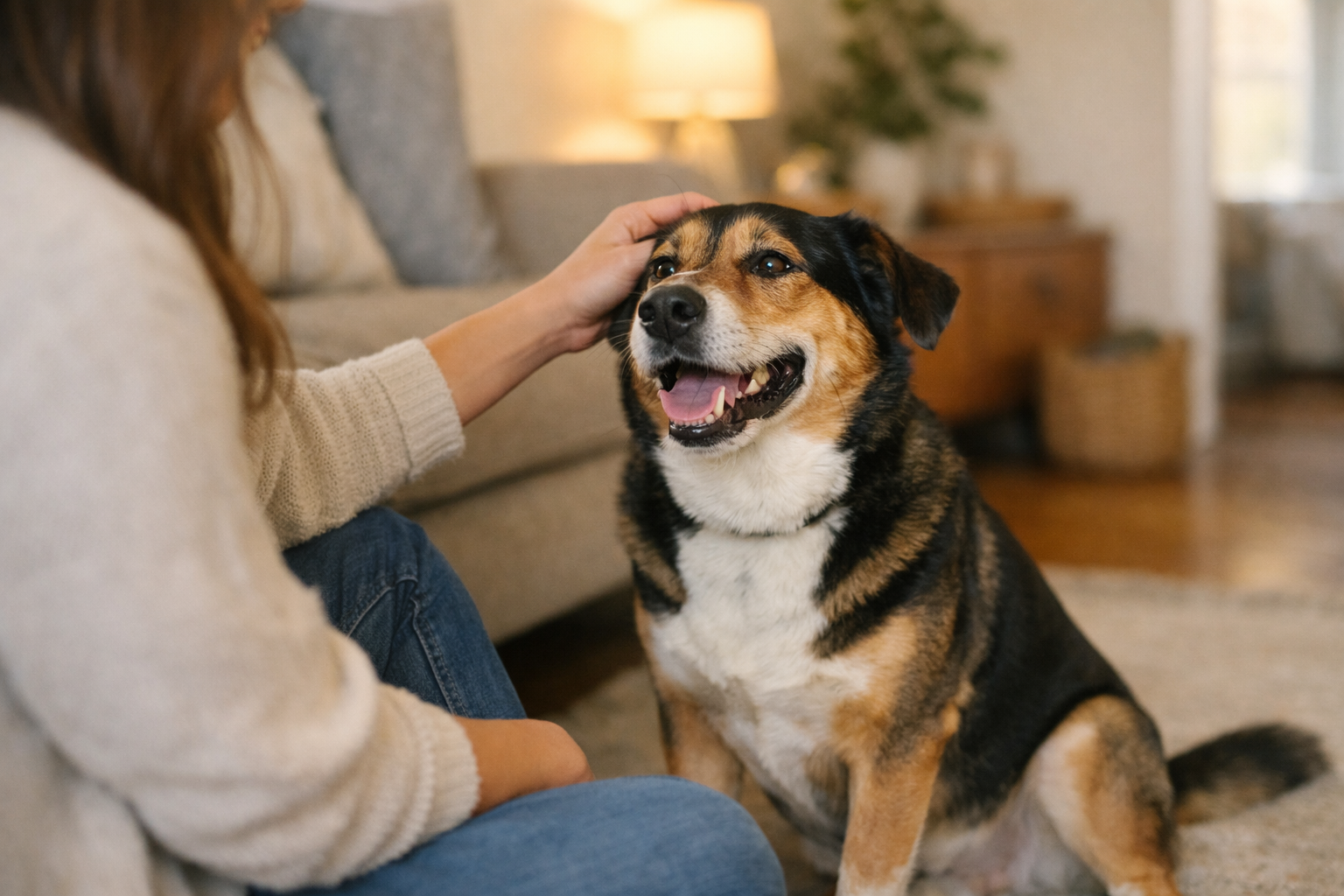 Cane felice mentre mangia il cibo secco hypoallergenic Exclusion