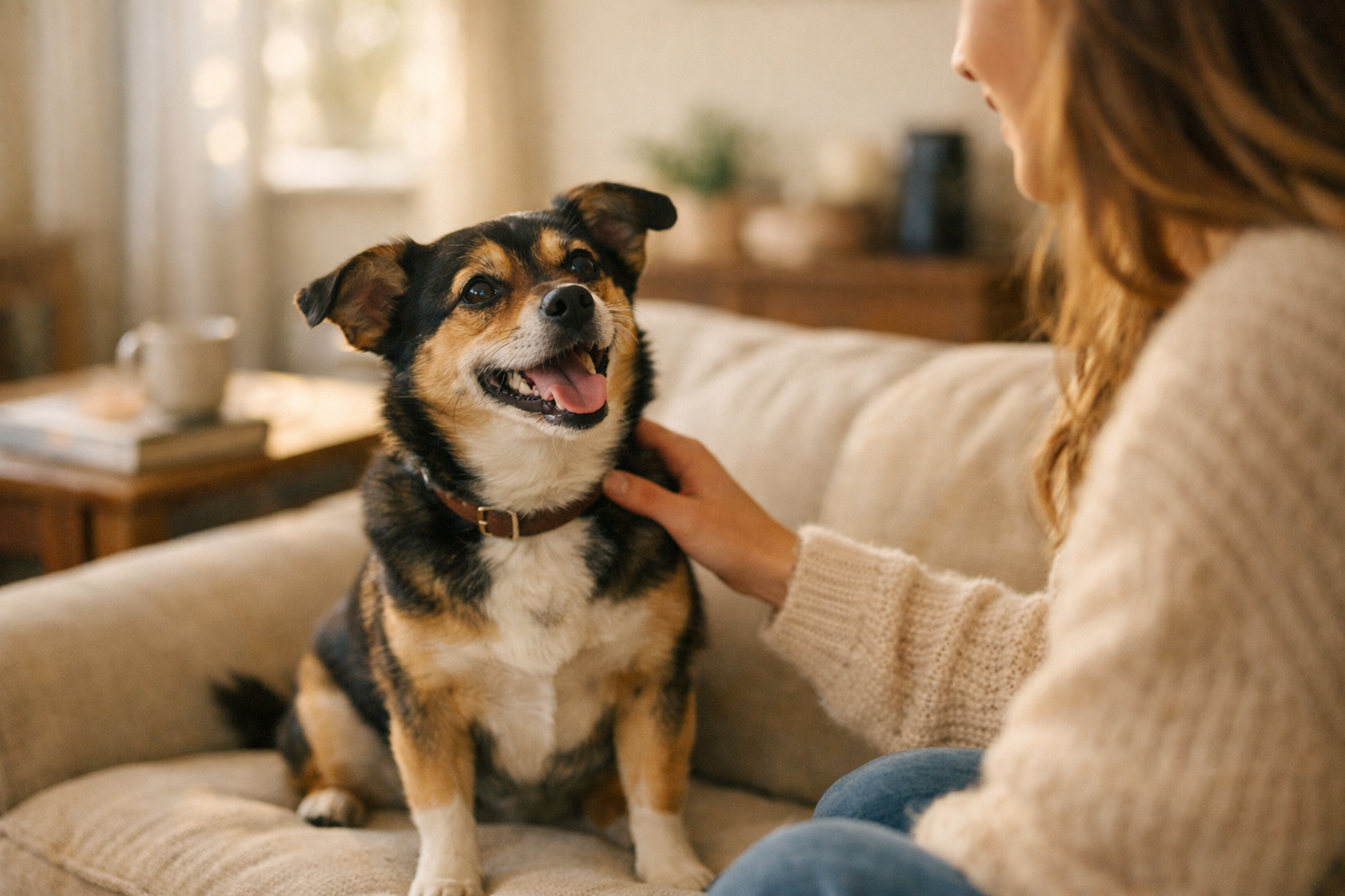 Cane felice che mangia in cucina con MOBILITY Adult Maiale e Riso