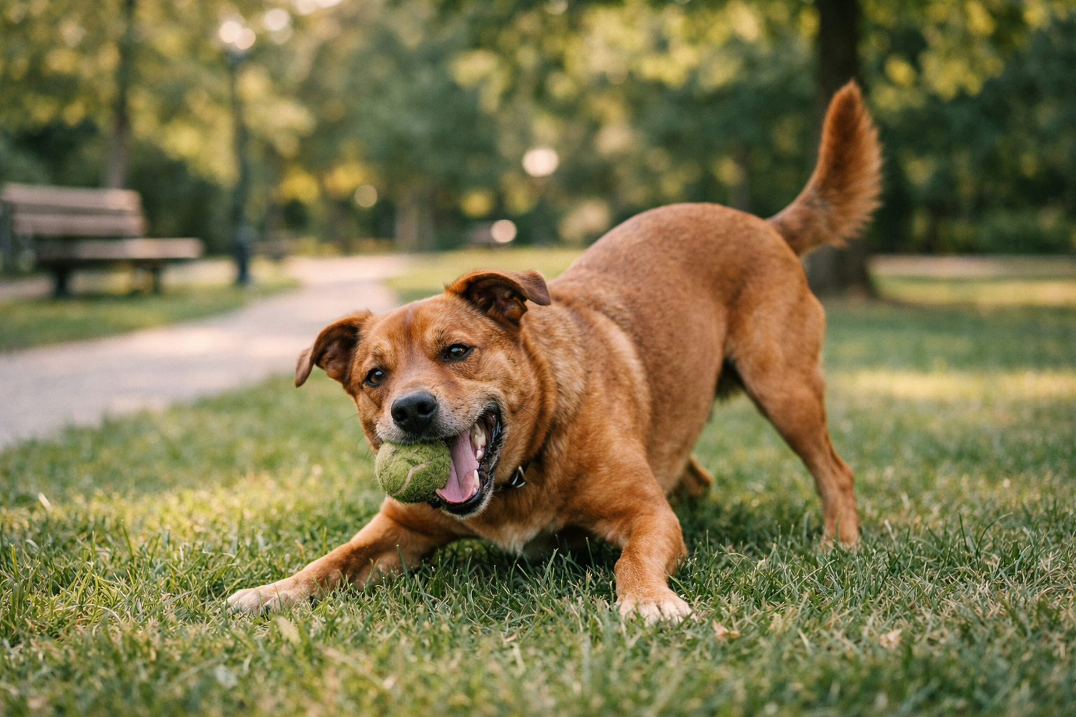 Cane che si gode una passeggiata nel parco con il Forza10 Solo Diet al Cervo