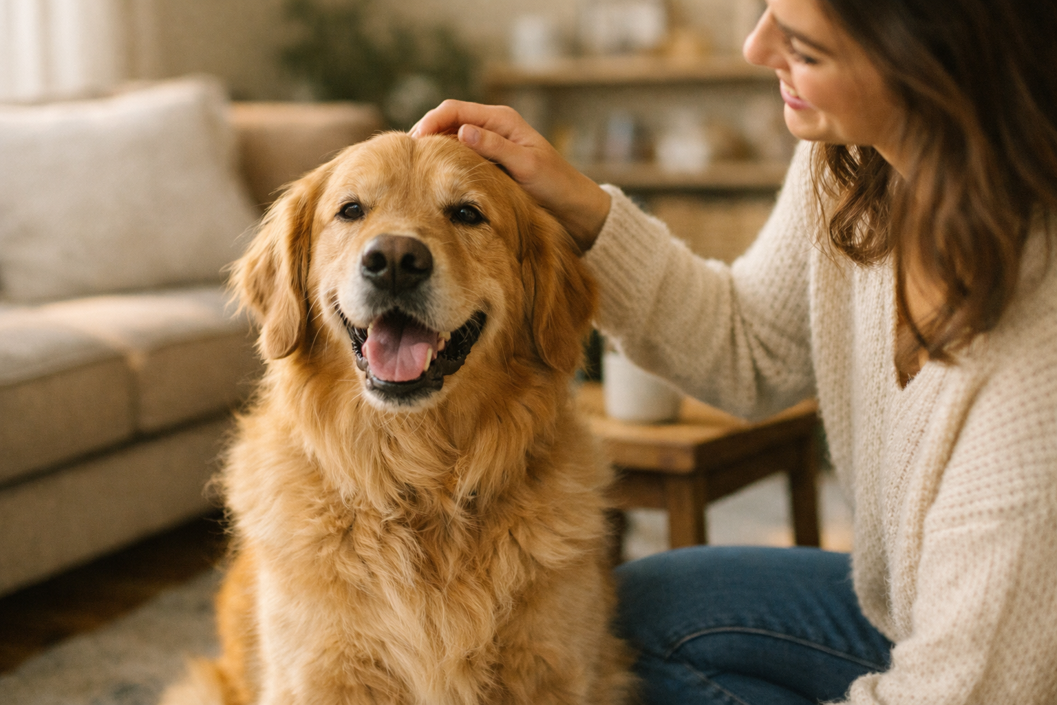 Cane felice che gusta un biscotto in cucina