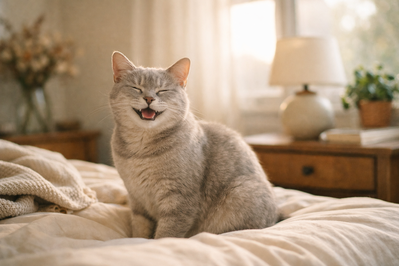 Gatto felice che mangia Forza10 Actiwet in cucina